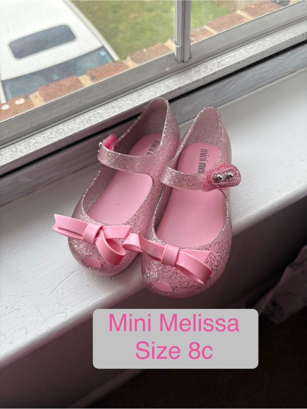 Mini Melissa Sparkle Pink Mary Jane Ballet Flats with Bow